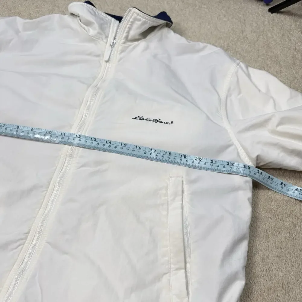 Vintage Eddie Bauer White/Navy Nylon Fleece Lined Jacket Women’s Medium 1990s - Picture 6 of 7